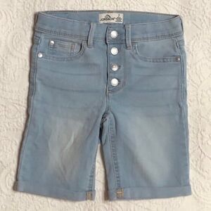 Girls Jordache Denim Jean Shorts Size 7 Knee Length Rolled Cuff